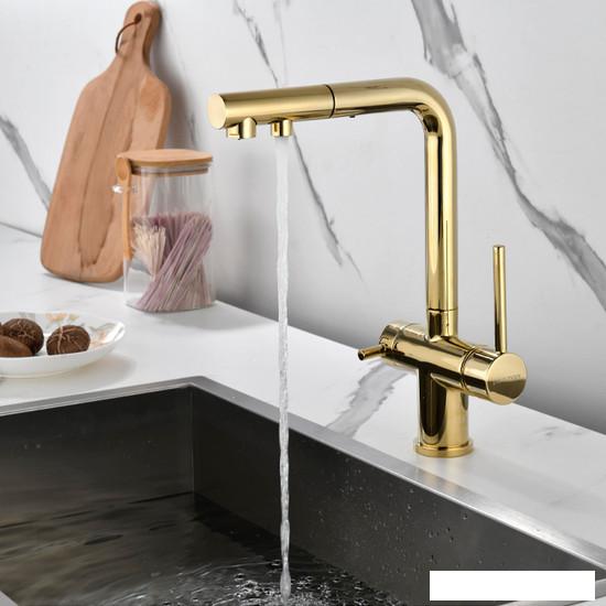 Смеситель Paulmark Serpentine SE213222-G (золото)- фото4