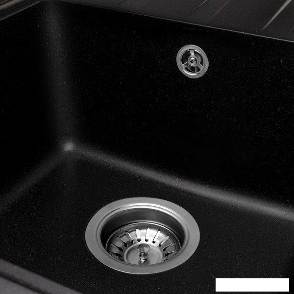 Кухонная мойка Saniteco Rosa (оникс с сифоном)- фото3