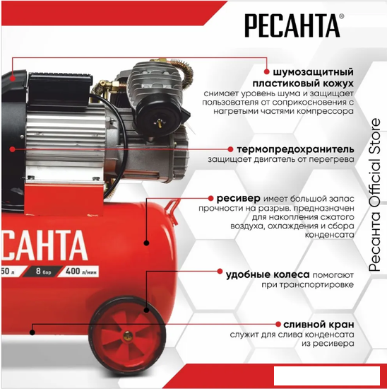 Компрессор Ресанта КП-50/400М 74/7/6- фото4