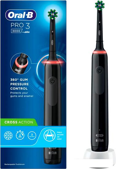 Электрическая зубная щетка Oral-B Pro 3 3000 Cross Action D505.513.3 (черный)- фото