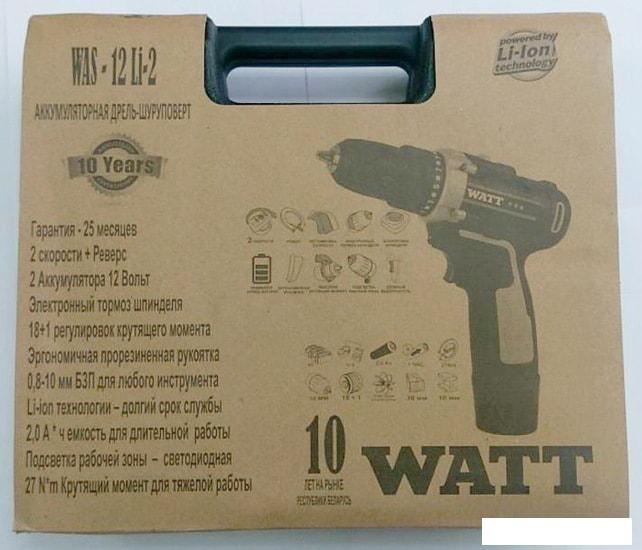 Дрель-шуруповерт WATT WAS-12 Li-2 101202712 (с 2мя АКБ)- фото3