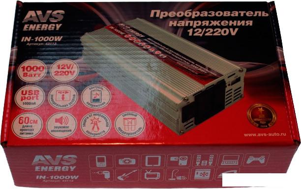 Автомобильный инвертор AVS 12/220V IN-1000W- фото2