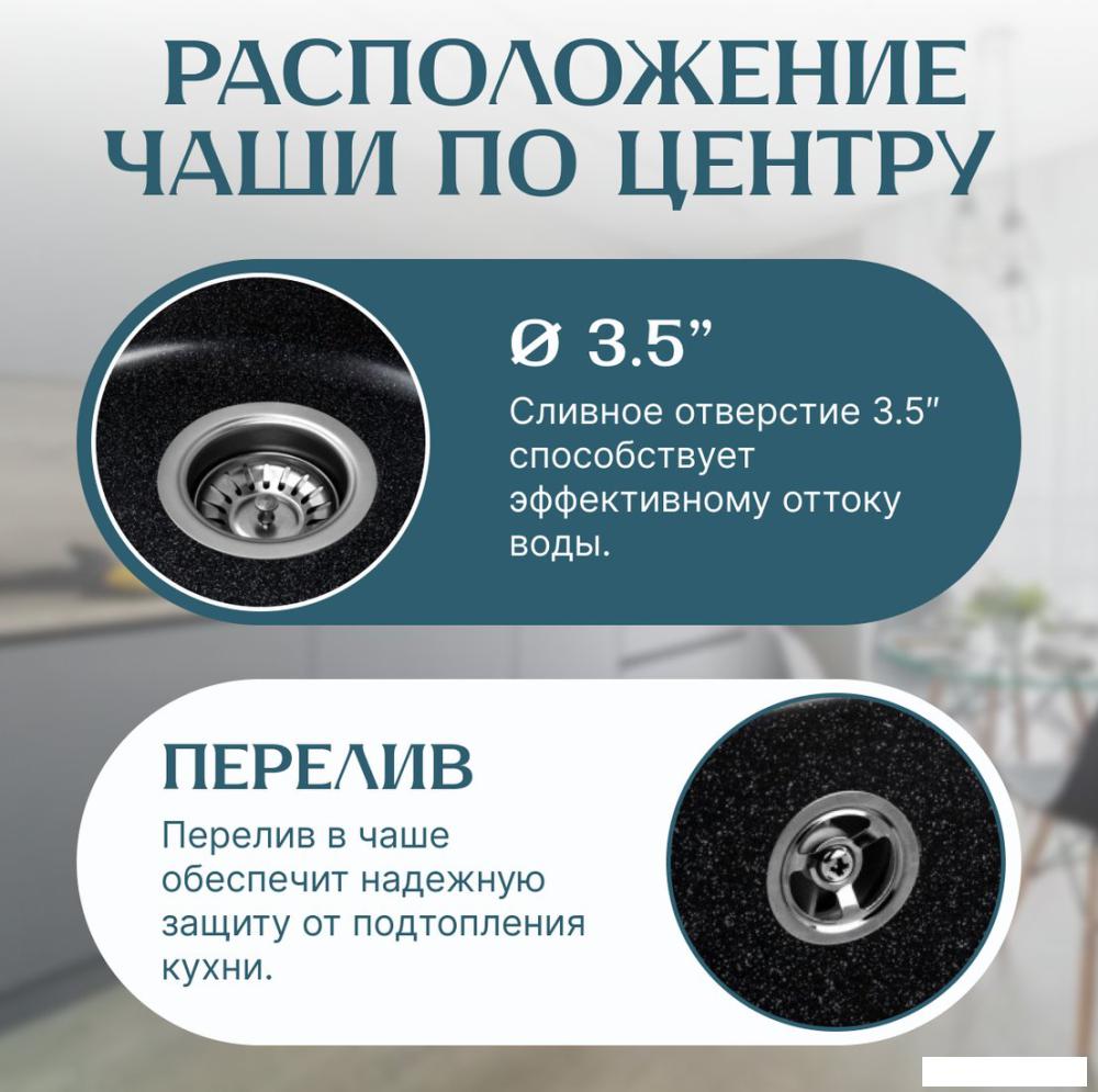 Кухонная мойка Saniteco Linea (черный)- фото3
