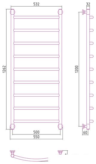 Полотенцесушитель Сунержа Галант+ 1200х500 31-0200-1250- фото3