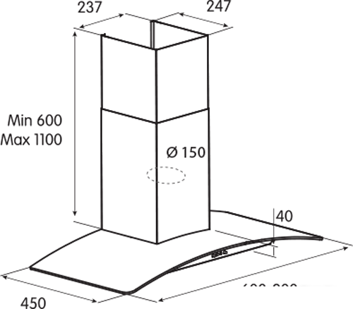 Кухонная вытяжка Jetair Tory P 60 Inx 68116911A- фото2
