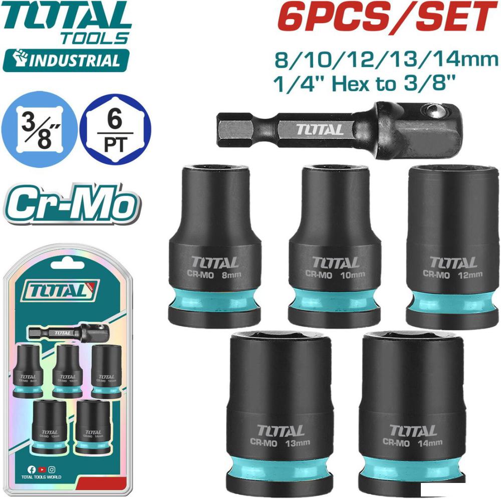 Набор головок слесарных Total THKISD38062