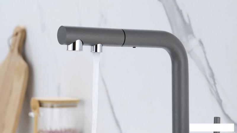 Смеситель Paulmark Serpentine SE213222-GRM (серый/серый металлик)- фото3