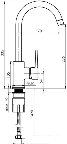Смеситель Rubineta Axe-33 (сатин)- фото2