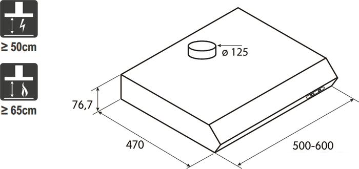 Кухонная вытяжка Jetair Light WH/F/60 (PRF0094435)- фото3