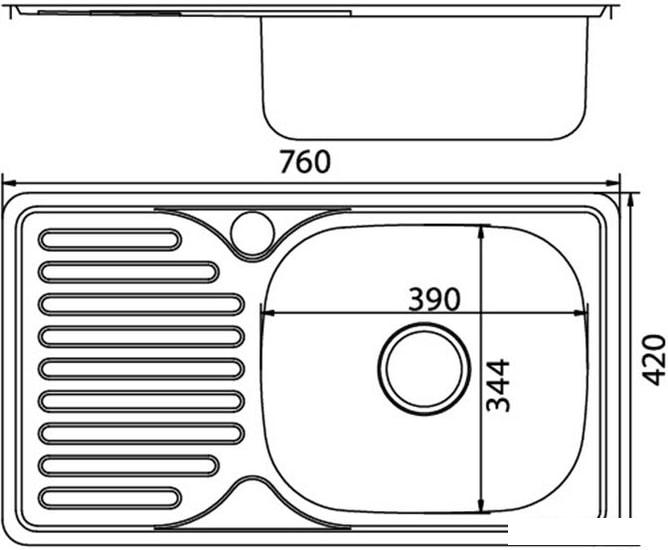Кухонная мойка Mixline 535614 (левая, полированная, 0.8 мм)- фото2