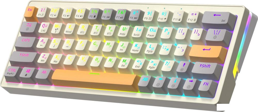 Клавиатура JEGG ZA63 Pro Beige Gray Yellow (TNT Yellow)- фото4