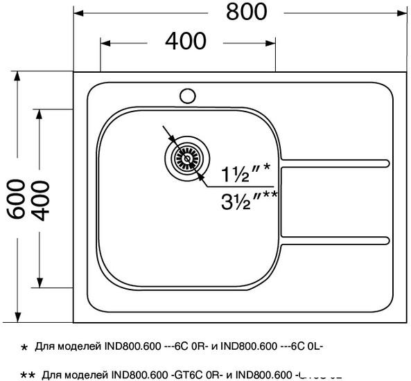 Кухонная мойка Ukinox Иннова IND800.600-6C 0R- фото3
