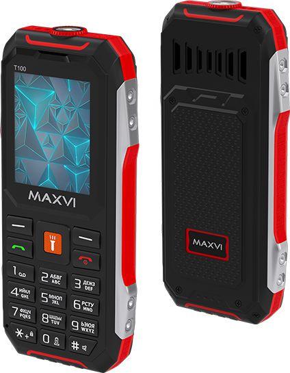 Кнопочный телефон Maxvi T100 (красный)- фото2