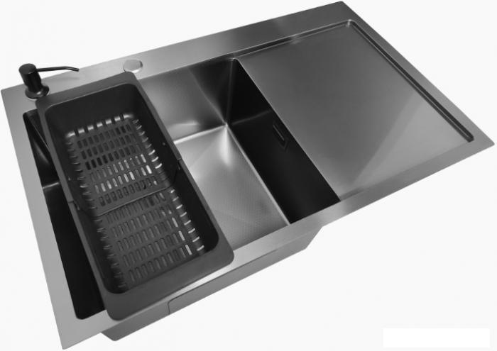 Кухонная мойка Stellar Decor S7850NB-L-D (нано черный)- фото3