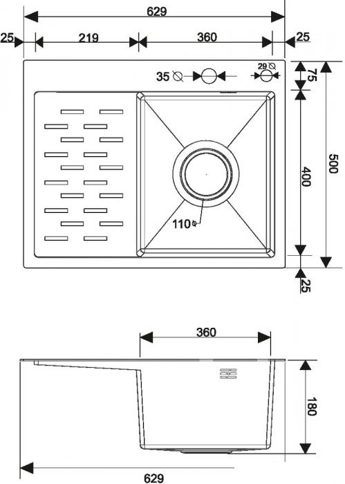 Кухонная мойка РМС MRK-6350BL-R (с дозатором)- фото4
