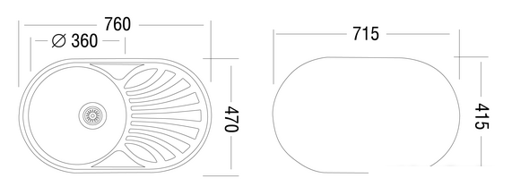 Кухонная мойка Ukinox FAL760.470-GT6K 2L (с сифоном)- фото2
