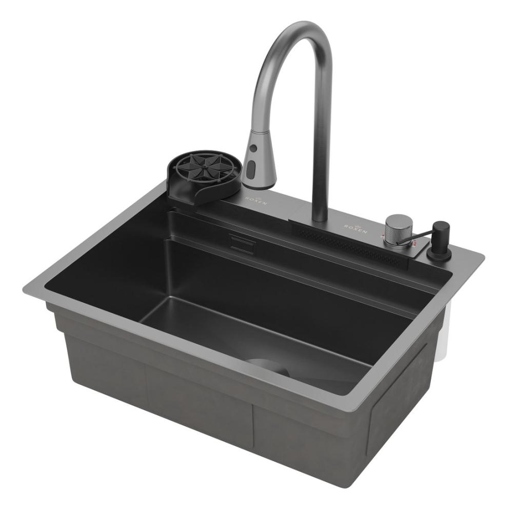 Кухонная мойка Roxen Stage Plus 560250-60B многофункциональная 8 в 1 (60*48/графит)- фото4