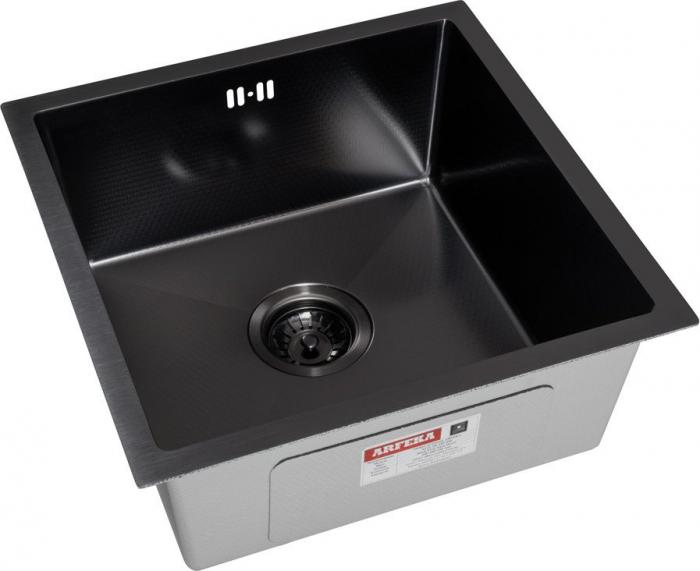 Кухонная мойка ARFEKA ECO AR 450*450 BLACK PVD NANO DECOR- фото2