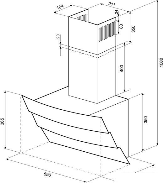 Кухонная вытяжка Krona Inga 600 push button (черный/нержавеющая сталь)