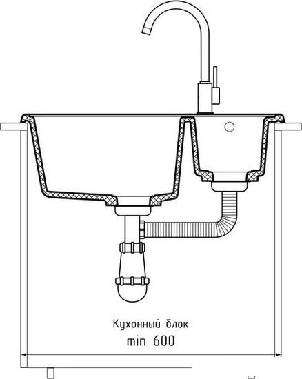 Кухонная мойка GranFest QUARZ Z-09 (темно-серый)- фото4