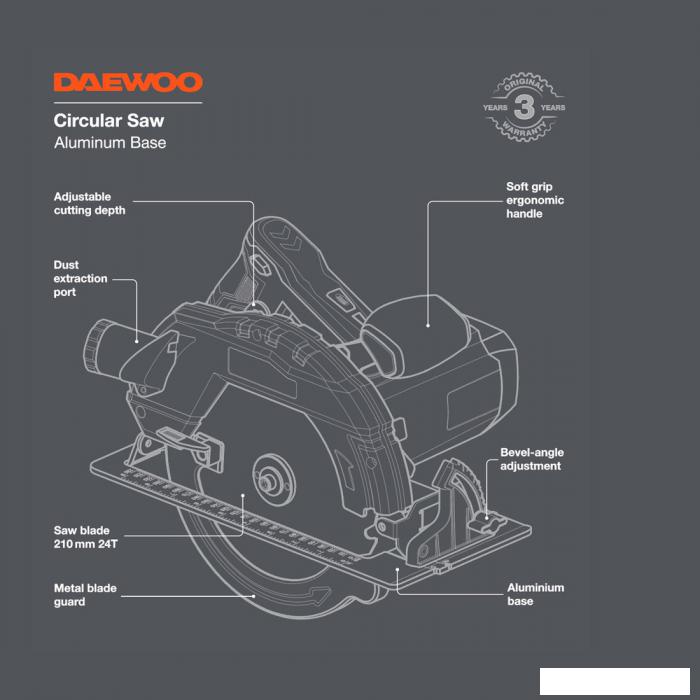 Дисковая (циркулярная) пила Daewoo Power DAS 1900-210- фото3