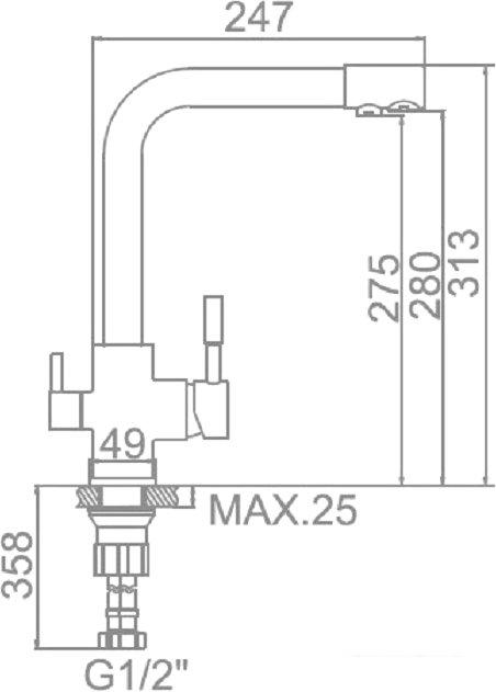 Смеситель Gerhans HU01K4055-3-25 (оникс)- фото2