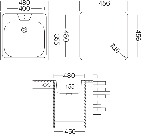 Кухонная мойка Ukinox Классика CLM480.480 --GT6K 0C- (с сифоном)- фото2
