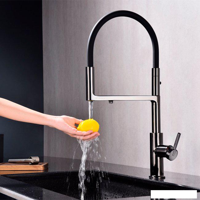 Смеситель Paulmark Tornado TO213402-GB (глянцевый черный)- фото4