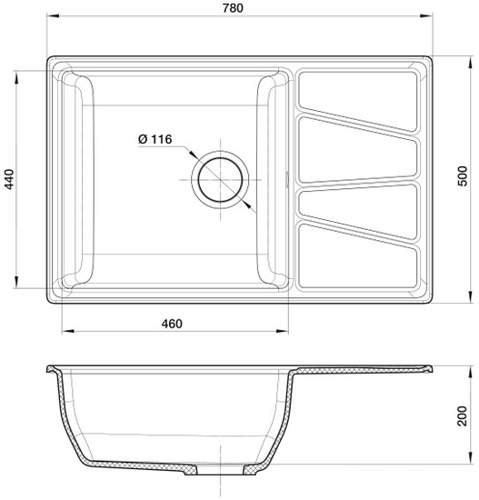 Кухонная мойка GranFest GF-V-780L (иней)- фото4