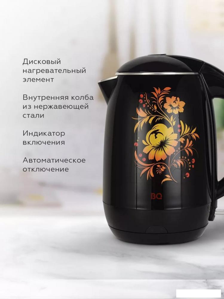 Электрический чайник BQ KT1702P (черный/цветы)- фото2