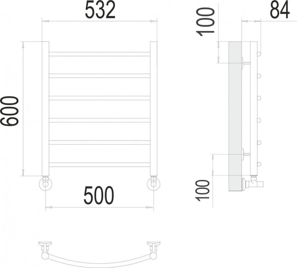 Полотенцесушитель TERMINUS Классик П6 500x600 (RAL 9003 белый)- фото3
