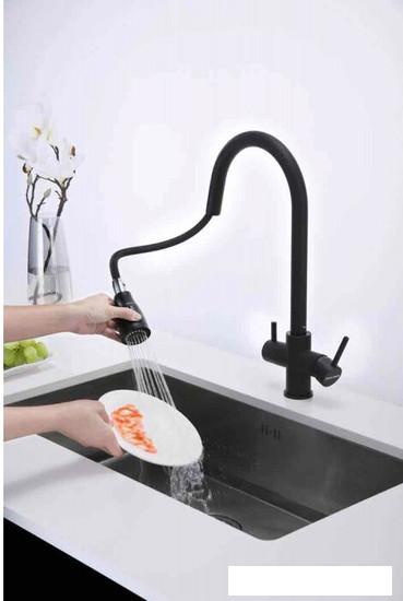 Смеситель Paulmark Lange La214212-418 (черный металлик)- фото4