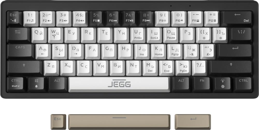 Клавиатура JEGG ZA61 White Black Brown (TNT Yellow)- фото
