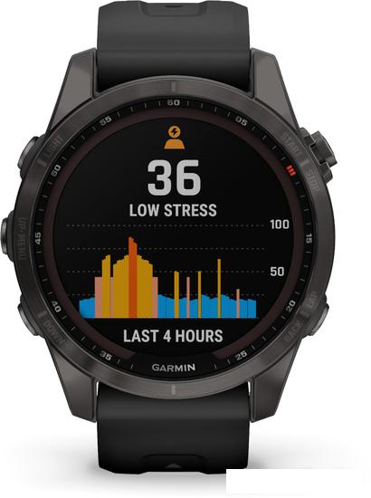 Умные часы Garmin Fenix 7S Sapphire Solar 42 мм (серый карбон/черный)- фото2
