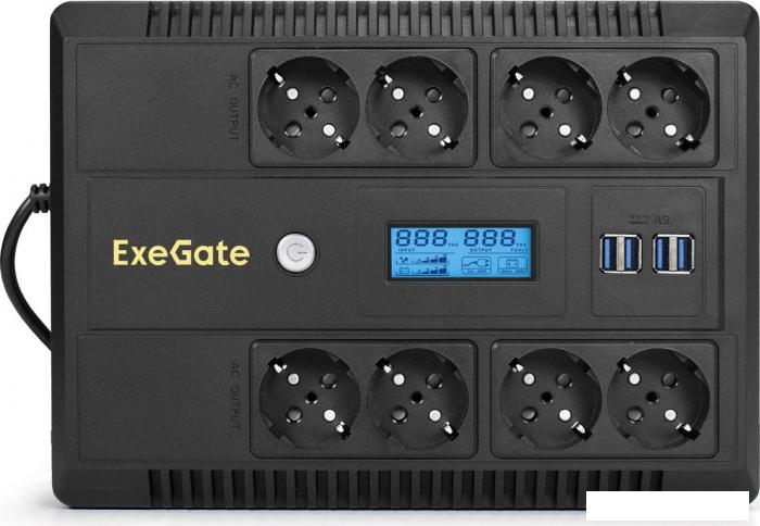 Источник бесперебойного питания ExeGate Neo Smart LHB-800.LCD.AVR.8SH.CH.USB EX293857RUS- фото2