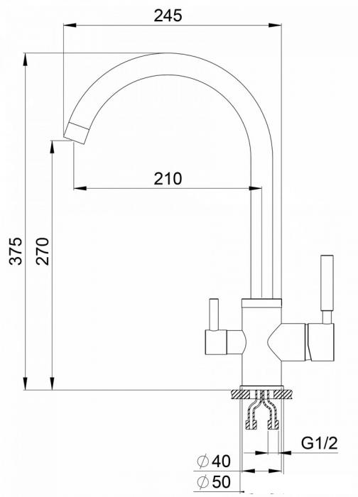 Смеситель Krona Brunnen H270 1 КА-00006917 (черный)- фото3
