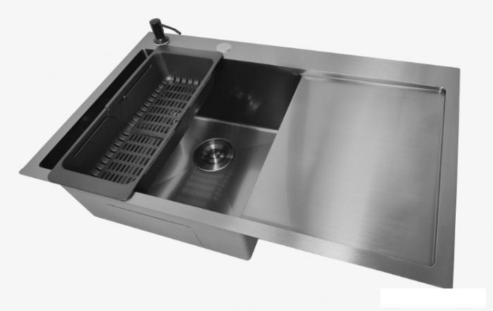 Кухонная мойка Stellar Decor S7850NB-L-D (нано черный)- фото4