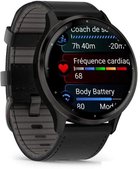 Умные часы Garmin Venu 3 (черный, с кожаным ремешком)- фото2