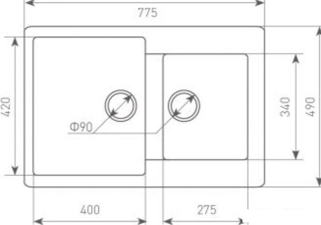 Кухонная мойка Zigmund & Shtain Rechteck 400.275 (черный базальт)- фото2