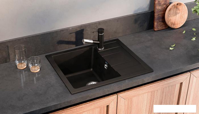 Кухонная мойка Ulgran U-607 (черный)- фото2