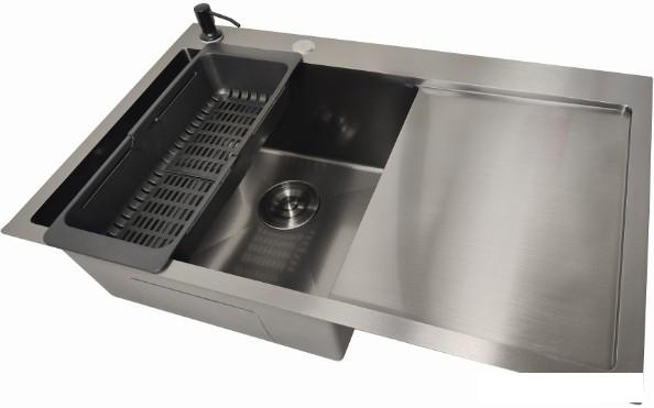 Кухонная мойка Stellar Decor S6550NB-L-D (нано черный)- фото3