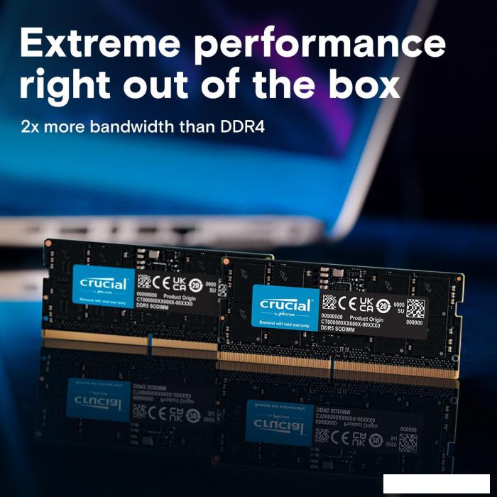 Оперативная память Crucial 8ГБ DDR5 SODIMM 4800МГц CT8G48C40S5- фото2