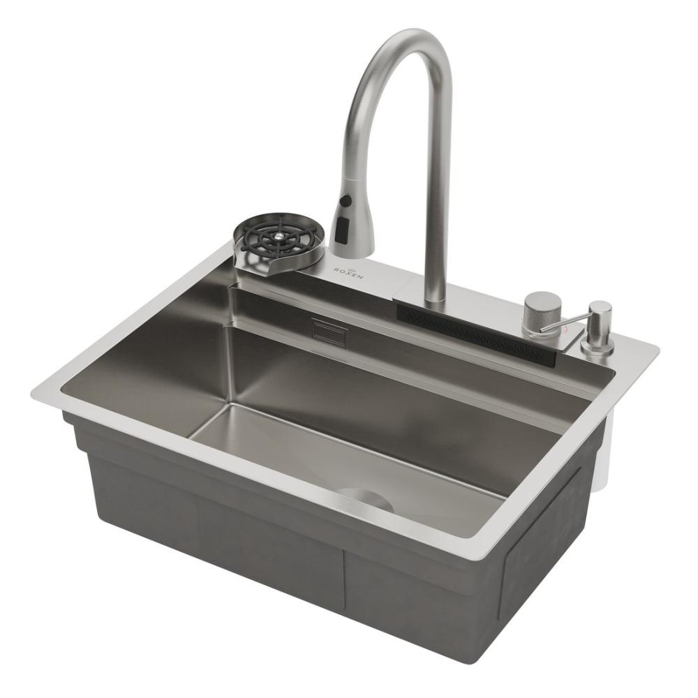 Кухонная мойка Roxen Stage Plus 560250-60 многофункциональная 8 в 1 (60*48/сатин)- фото4