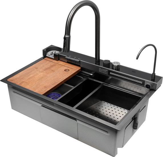 Кухонная мойка ARFEKA Sensor ECO AR 750*450 Black PVD Nano- фото