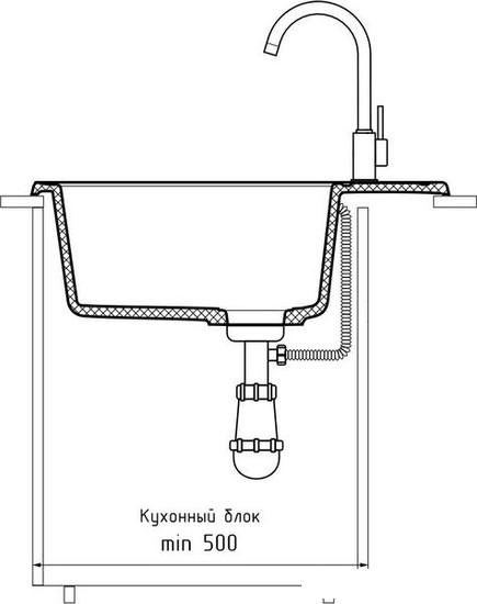 Кухонная мойка GranFest QUARZ Z-58 (темно-серый)- фото4
