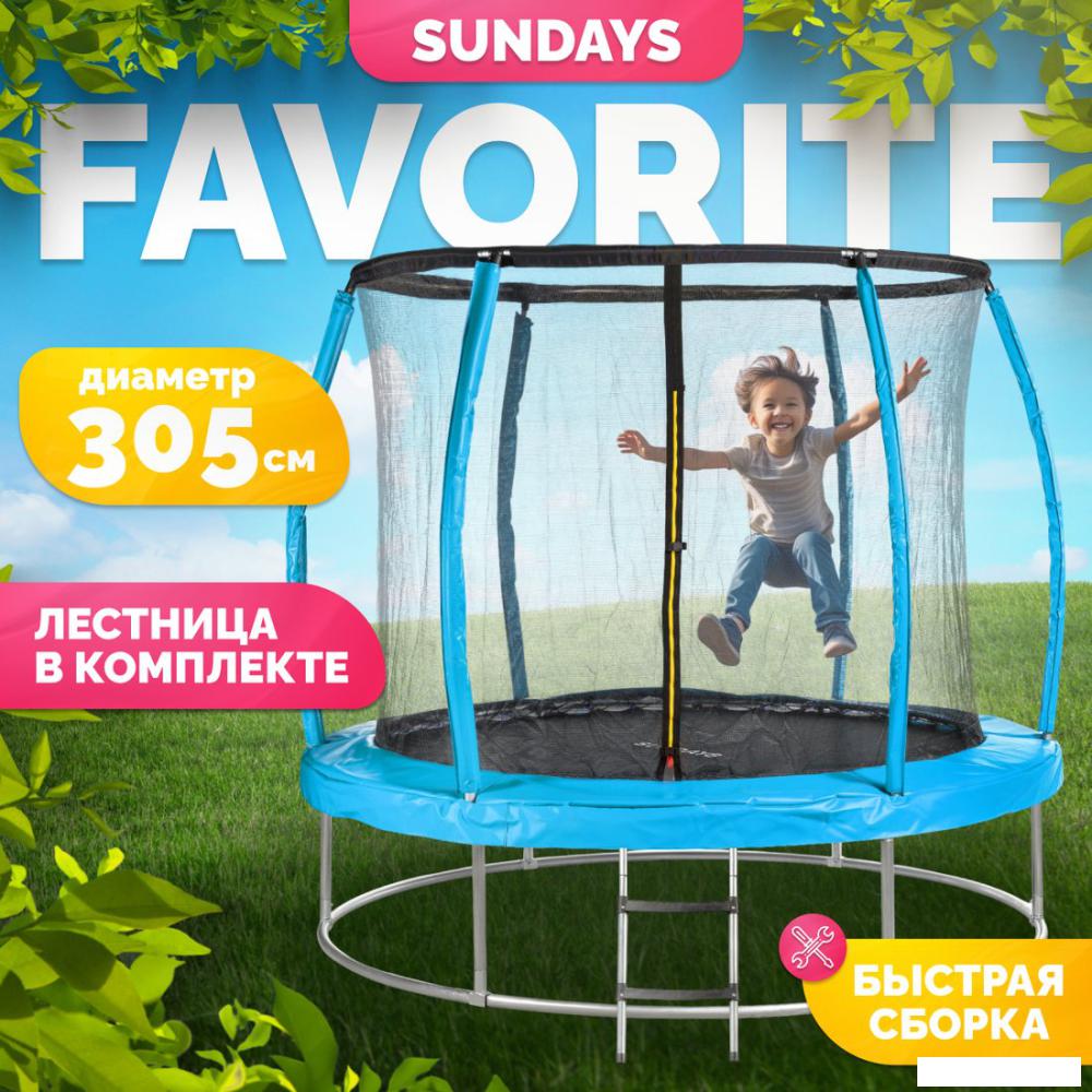 Батут Sundays Favorite Premium 10FT (голубой, с сеткой, с лестницей)- фото