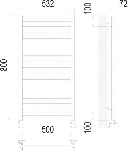 Полотенцесушитель TERMINUS Аврора П16 500х800 нп (матовое золото)- фото2