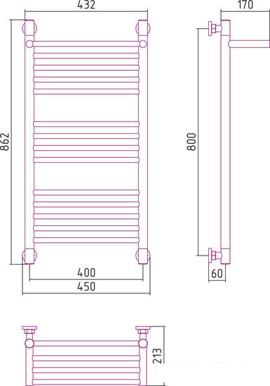 Полотенцесушитель Сунержа Богема с полкой+ 800x400 00-0223-8040- фото3