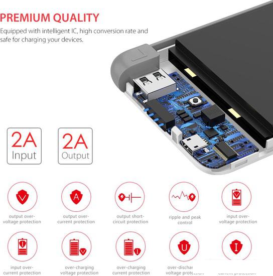 Портативное зарядное устройство Yoobao S10K microUSB (белый)- фото3
