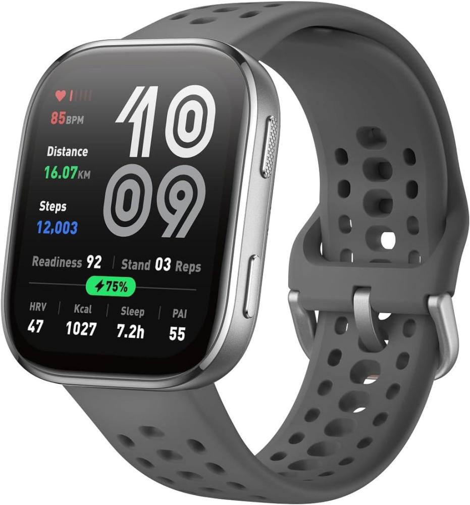 Умные часы Amazfit Bip 6 (серебристый, с серым силиконовым ремешком)- фото